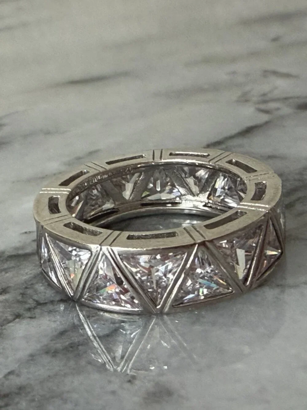 Radiance by Absolute 925 Art Deco Trilliant-Cut Bezel Set Eternity Ring - 6